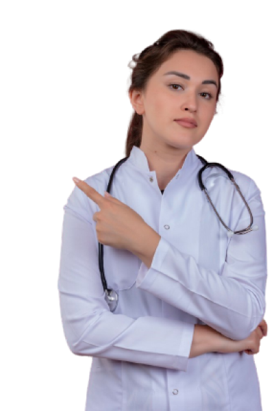 thinking-doctor-young-girl-wearing-medical-gown-stethoscope-points-side-isoleted-red-background-removebg-preview